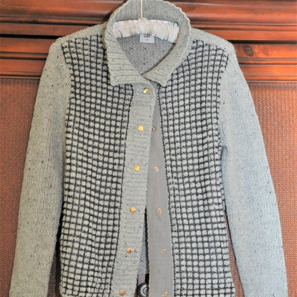 CAbi Square Stitch Cardi Sweater Size S